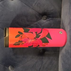 Starbucks 2021 Christmas Holiday Pink Poinsettia 16 Oz Vacuum Insulated Tumbler